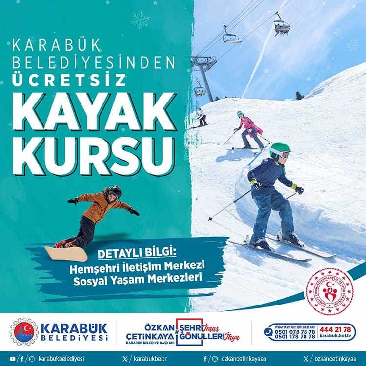 Karabük’te Gençlere Ücretsiz Kayak Kursu