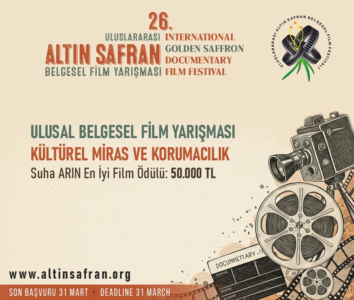 26. Uluslararası Altın Safran Belgesel                           Film Festivali İçin Başvurular Başladı